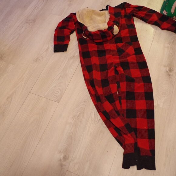 Vintage Cabin Fever Buffalo Plaid Hooded  Youth Warm Onesie - Picture 5 of 5